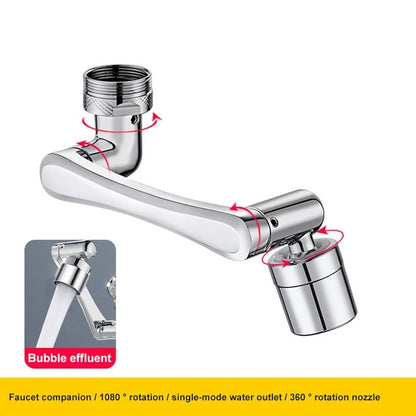 Chrome 1080-Degree Rotating Faucet Extender, 2-Mode Sprayer Faucet Attachment with Mechanical Arm