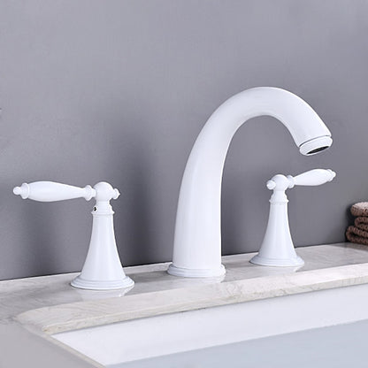 Modern High Arc Bathroom Sink Faucet, Widespread Dual-Handle Faucet, Matte Black / Matte White / Gunmetal / Chrome