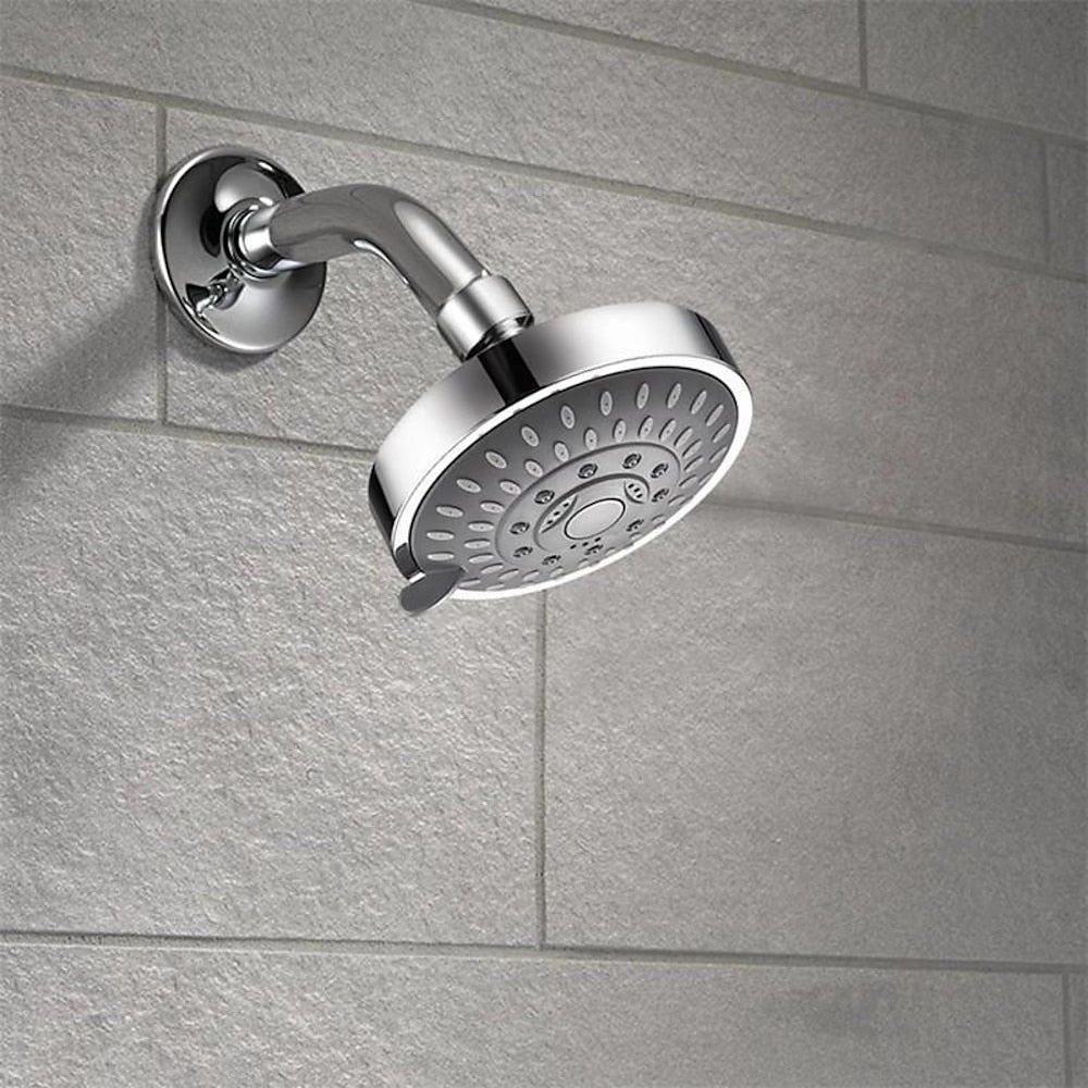 Multi-Spray Mode Rainfall Shower Head, Swivel Wall-Mount ABS Shower Head, Matte Black / Chrome