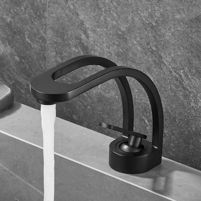 Modern Single-Hole Bathroom Faucet, Single-Handle High Arc Faucet, Matte Black / Chrome / Brushed Gold / Matte White / Gunmetal / Two-Tone