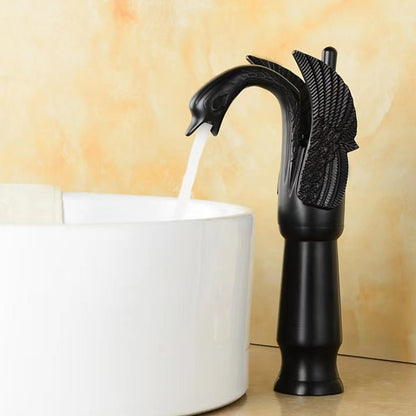 Vintage Swan Design Bathroom Faucet, Single-Hole Single-Handle Faucet, Antique Brass / Chrome / Polished Gold / Matte Black