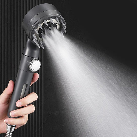 Lagomel hand shower in matte black, matte white, gunmetal, set in a Modern bathroom