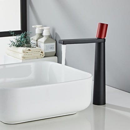 Modern Tall Single-Hole Vessel Faucet, Single-Handle Brass Bathroom Faucet