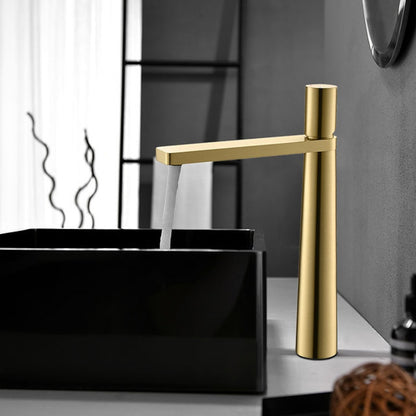 Waterfall Modern Vessel Sink Faucet, Tall Single-Handle Bathroom Faucet, Chrome / Matte Black / Brushed Gold / Matte White / Gunmetal