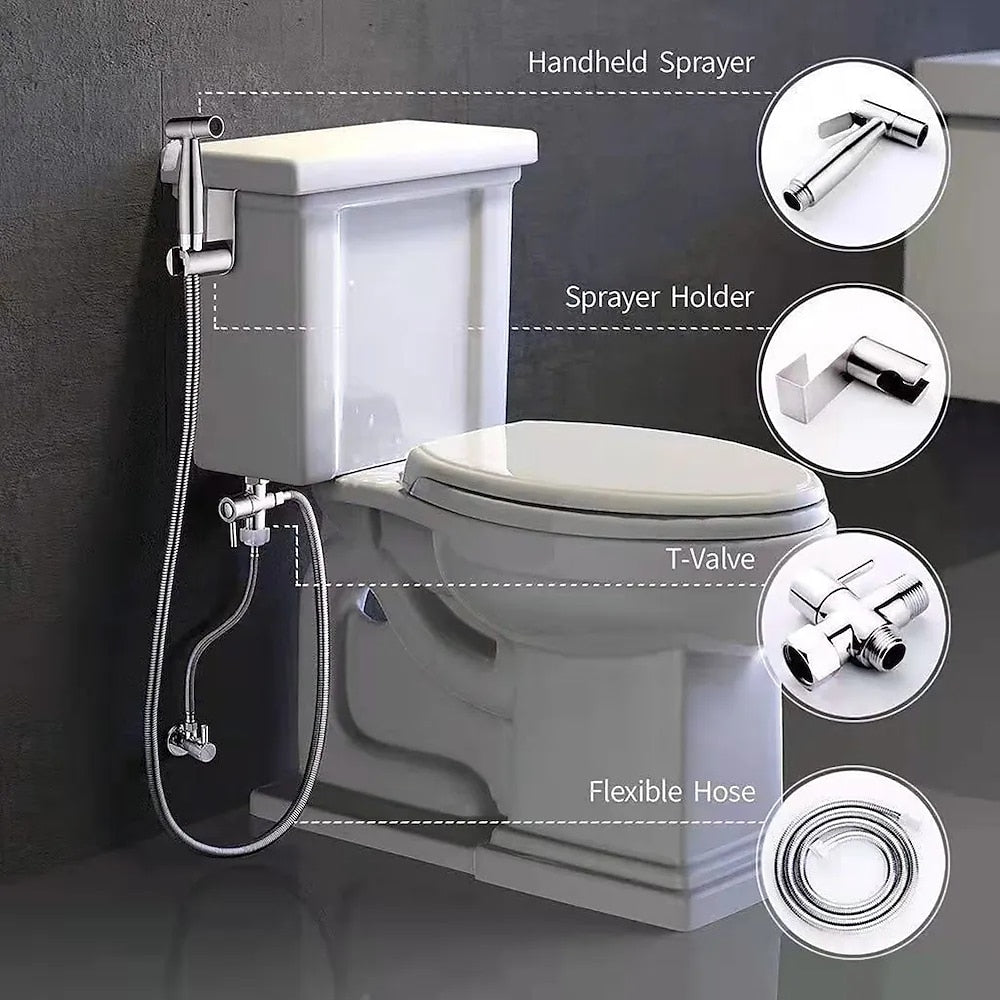 Chrome Brass 3-Way Shower Diverter Valve, T-Adapter Tee for Handheld Showerhead