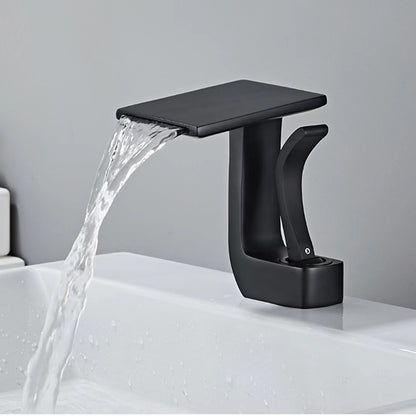 Waterfall Single-Hole Bathroom Faucet, Single-Handle Faucet with Pop-Up Drain