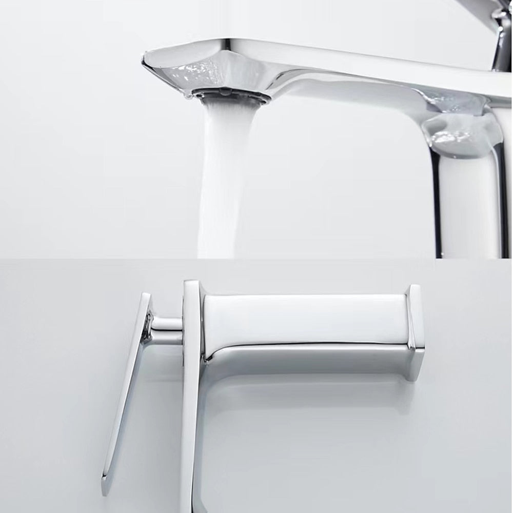 Waterfall Modern Single-Hole Bathroom Faucet, Single-Handle Brass Faucet