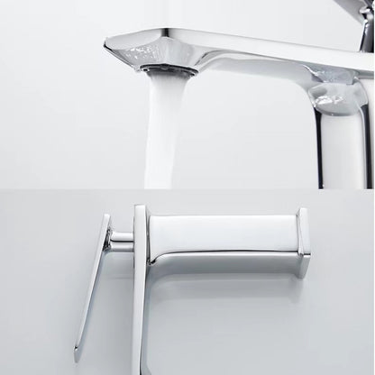 Waterfall Modern Single-Hole Bathroom Faucet, Single-Handle Brass Faucet