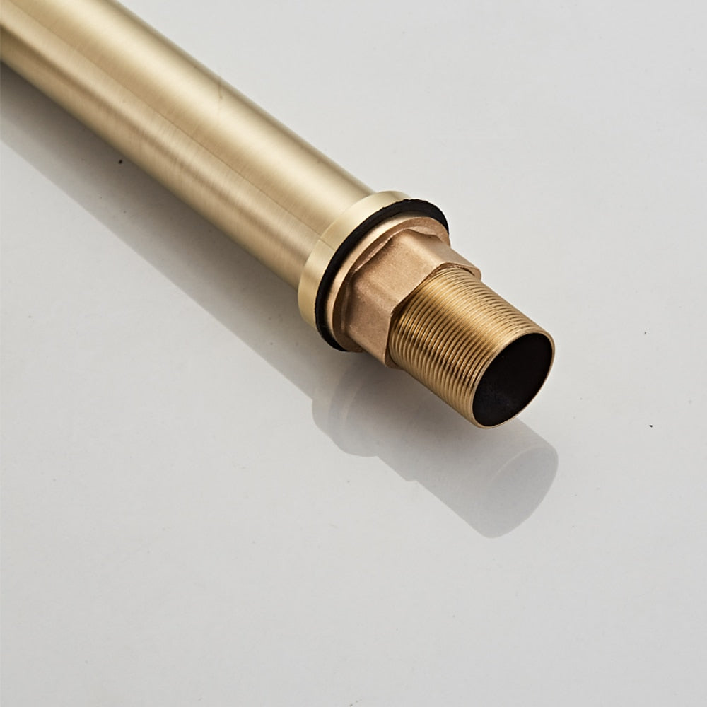 Modern Brass Single-Hole Bathroom Faucet, Single-Handle Swivel Spout Faucet, Brushed Gold / Matte Black