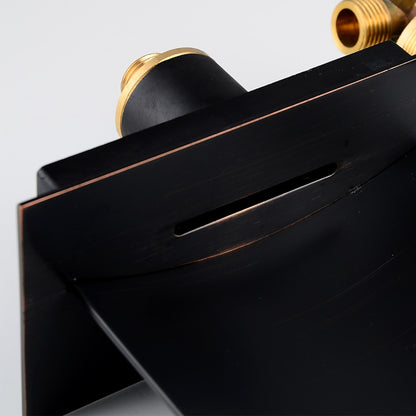 LED Waterfall Bathroom Faucet, Wall-Mount Single-Handle Brass Faucet, Brushed Gold / Matte Black / Oil-Rubbed Bronze