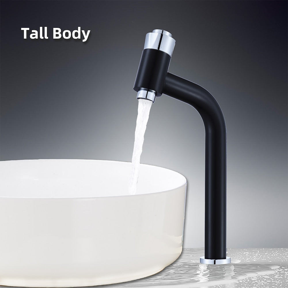 Modern Single-Hole Bathroom Faucet, Push-Button Faucet