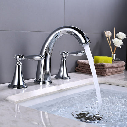 Vintage Widespread Bathroom Faucet, Double Handle 3-Hole Faucet