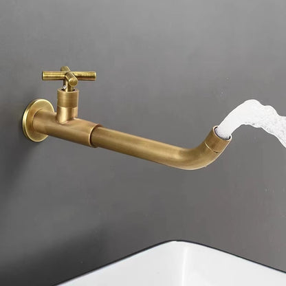 Modern Wall-Mount Bathroom Faucet, Swivel Reversible Spout Cold Water Faucet, Matte Black / Chrome / Matte White / Antique Brass / Polished Gold