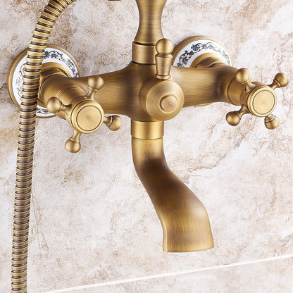 Vintage Telephone- Wall-Mount Tub Faucet, Brass Tub Faucet with Handheld Shower