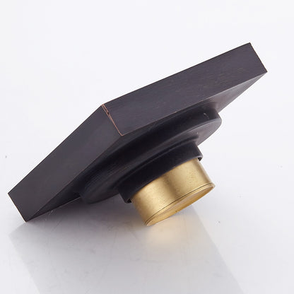 Oil-Rubbed Bronze Square Shower Floor Drain, Modern Solid Brass Floor Drain with Removable Cover / Hair Strainer