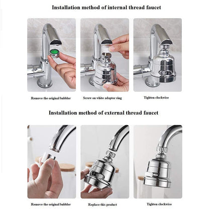 Chrome 360-Degree Swivel 3-Mode Replacement Spray Head, Kitchen Sink Faucet Aerator Sprayer Attachment