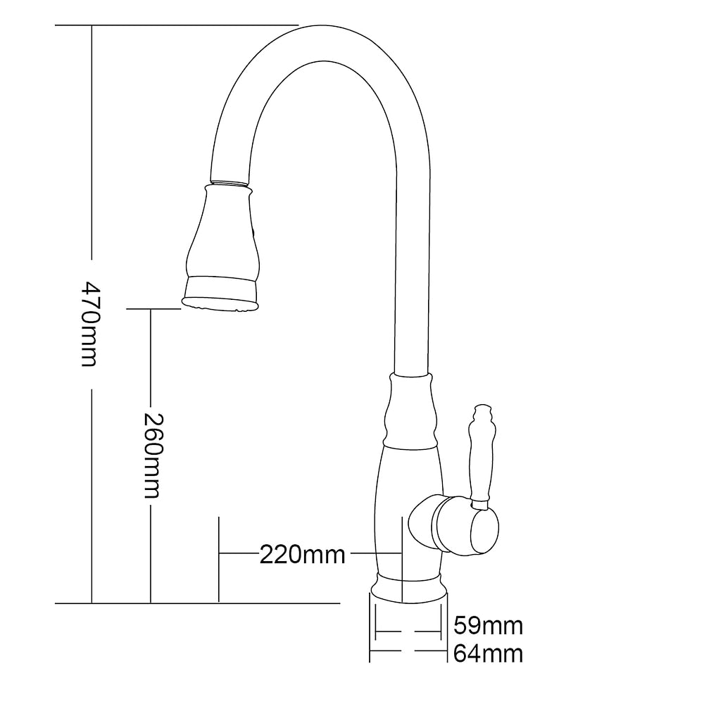 Traditional High-Arc Pull-Down Kitchen Faucet, Single-Handle Single-Hole Brass Faucet, Oil-Rubbed Bronze / Chrome / Brushed Nickel / Polished Gold