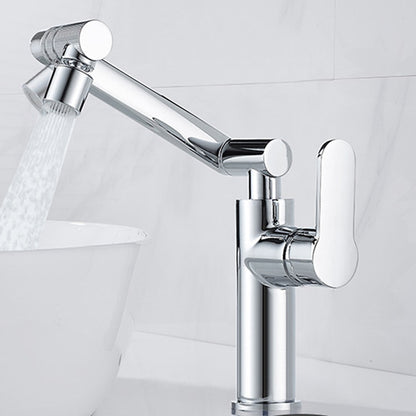 Height-Adjustable Modern Bathroom Sink Faucet, Single-Hole Swivel Spout Faucet, Matte Black / Chrome