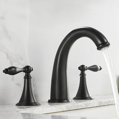 Modern High Arc Bathroom Sink Faucet, Widespread Dual-Handle Faucet, Matte Black / Matte White / Gunmetal / Chrome