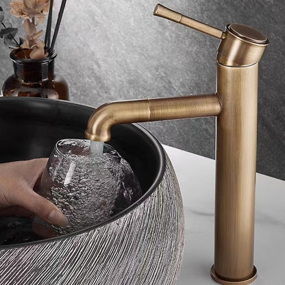 Vintage Tall Vessel Sink Faucet, Single-Handle Single-Hole Bathroom Faucet, Antique Brass / Matte Black