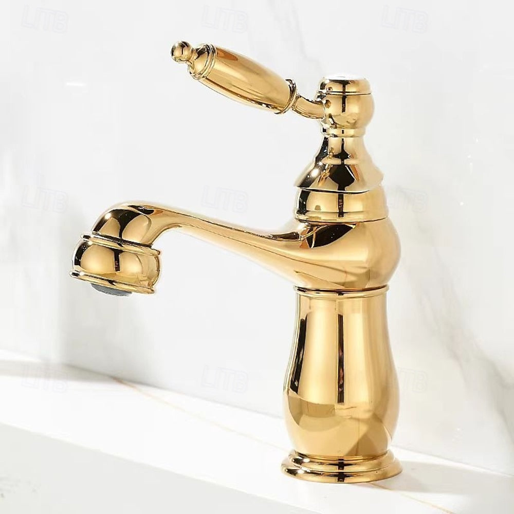 Traditional Single-Hole Bathroom Faucet, Single-Handle Brass Faucet