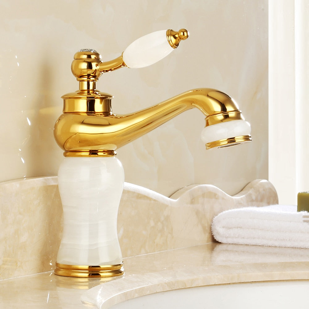 Traditional Single-Hole Bathroom Faucet, Single-Handle Brass Basin Faucet