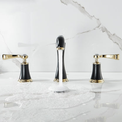 Vintage 360-Degree Swivel Spout Bathroom Faucet, Double-Handle 8-Inch Widespread Brass Faucet