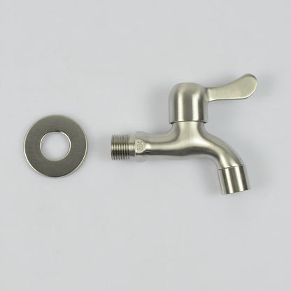 Wall-Mount Single-Handle Washing Machine Faucet, Stainless Steel Single Cold Utility Tap