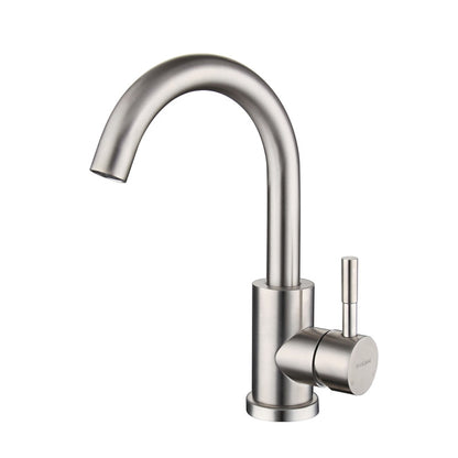 360-Degree Swivel High Arc Bathroom Faucet, Modern Single-Hole Stainless Steel Faucet, Matte Black / Brushed Nickel
