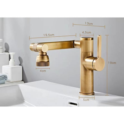LED Temperature Display 360-Degree Swivel Foldable Faucet, Single-Hole Single-Handle Brass Bathroom Faucet, Antique Brass / Gunmetal
