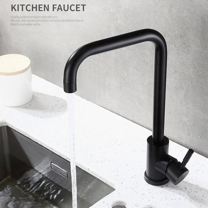 Modern Single-Hole Kitchen Faucet, Single-Handle High-Arc Faucet, Matte Black / Polished Brass