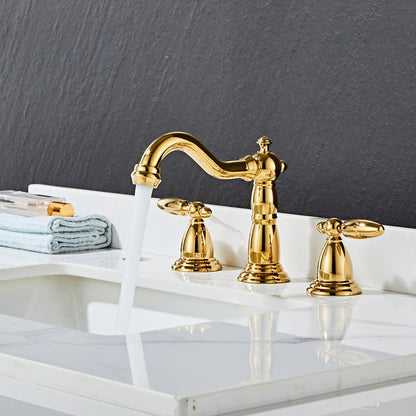 Widespread Modern Bathroom Faucet, Dual-Handle High Arc Brass Faucet, Matte Black / Chrome / Polished Gold / Rose Gold / Antique Brass