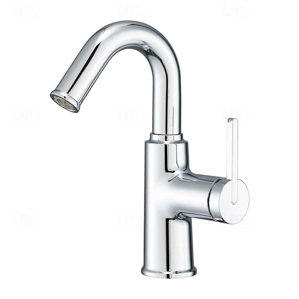 Modern High-Arc Bathroom Faucet, Single-Handle Single-Hole Faucet, Multi- / Green / White / Yellow / Pink / Gray / Silver