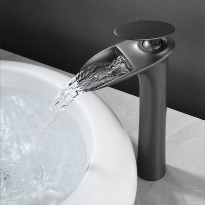 Waterfall Vessel Bathroom Faucet, Modern Single-Handle Single-Hole Tall Basin Faucet