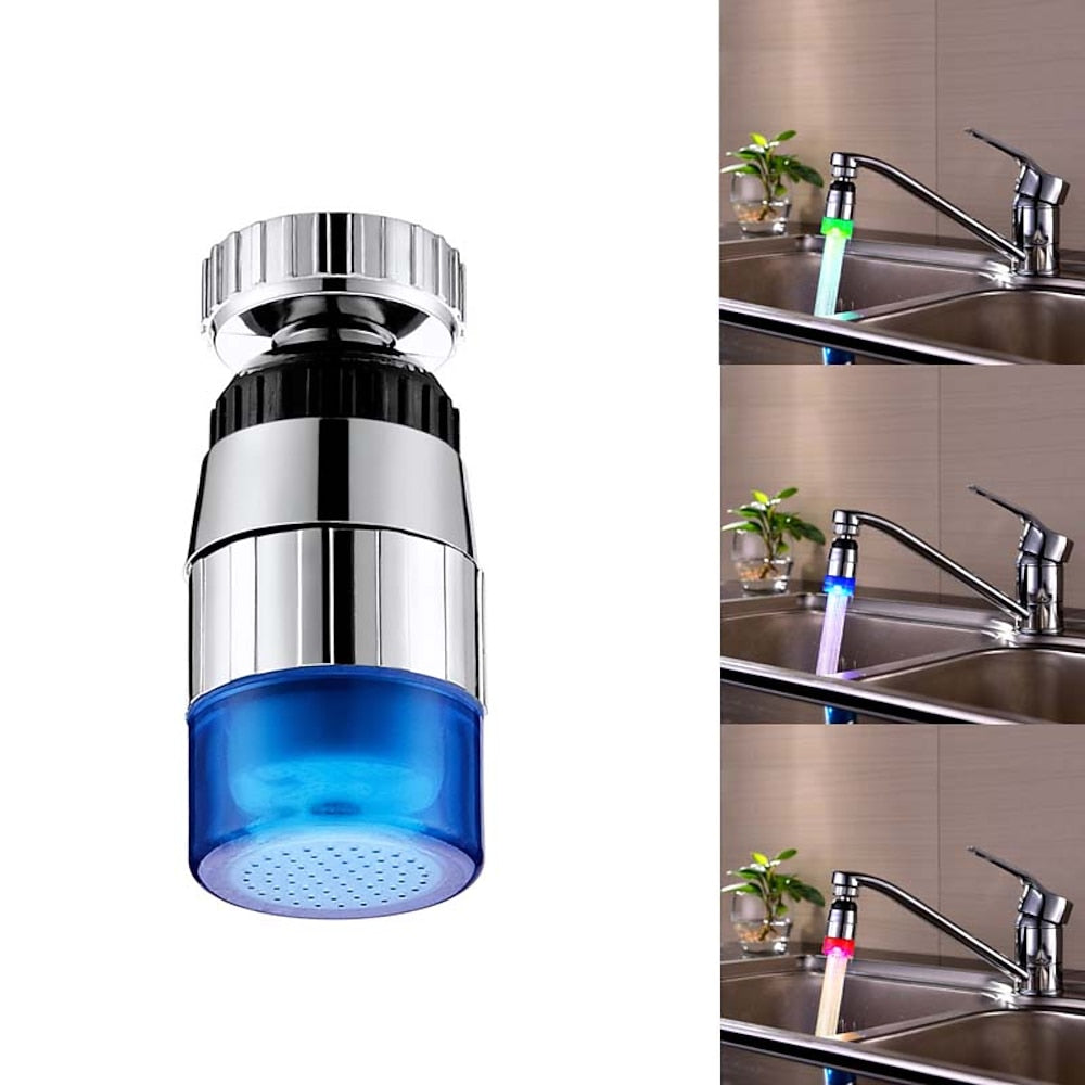 Chrome LED Faucet Aerator with Changing Light, Contemporary ABS Faucet Nozzle Attachment