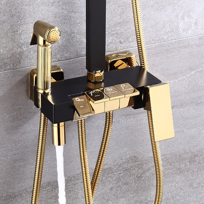 Modern Rainfall Tub Shower System, Wall-Mounted Exposed Shower Faucet with Handheld Spray