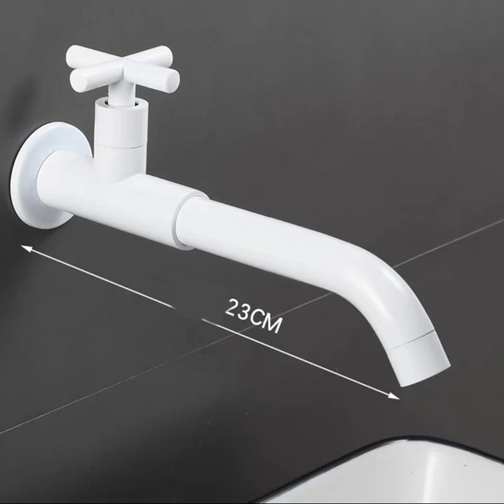 Modern Wall-Mount Bathroom Faucet, Single-Handle Swivel Spout Cold Only Faucet, Matte Black / Matte White / Antique Brass / Chrome