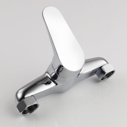 Wall-Mounted Modern Chrome Shower Faucet, Single-Handle Brass Mixer Faucet with S-Connectors