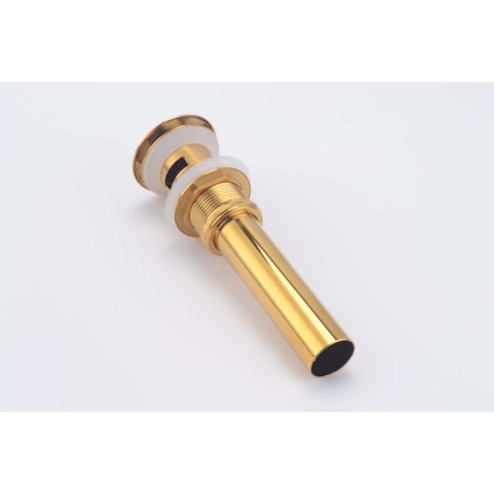 Polished Gold Contemporary Brass Sink Drain, Pop-Up Basin Drain with Overflow