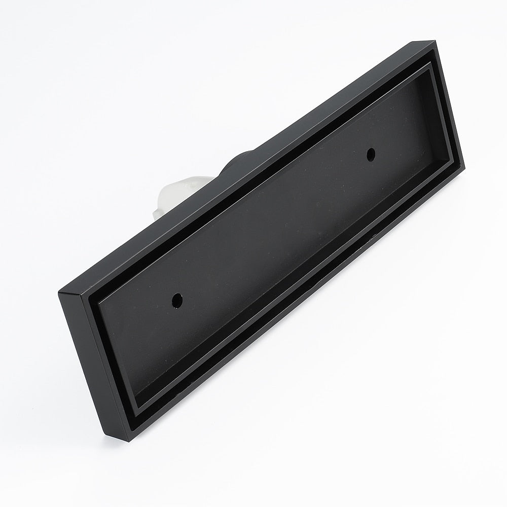Matte Black Brass Linear Floor Drain, Contemporary Bathroom Shower Floor Drain with Removable Cover