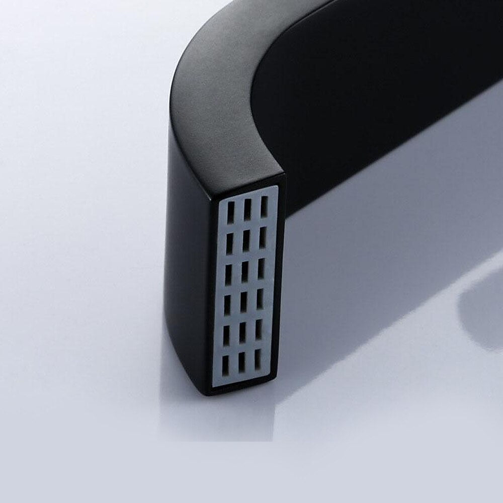 Waterfall Wall-Mount Bathroom Faucet, Single-Handle Brass Spout Faucet, Matte Black / Chrome