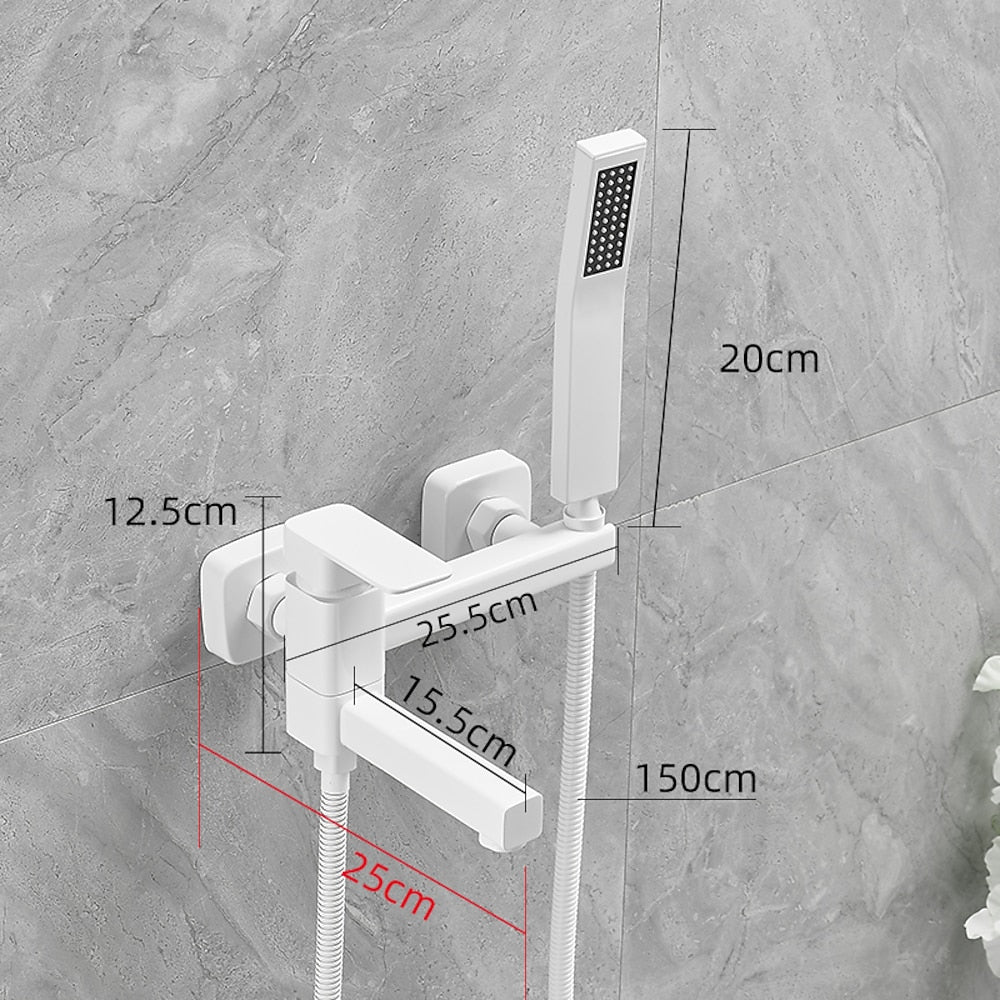 Wall-Mount Single-Handle Swivel Spout Tub Faucet, Bathtub Filler Faucet with Handheld Shower