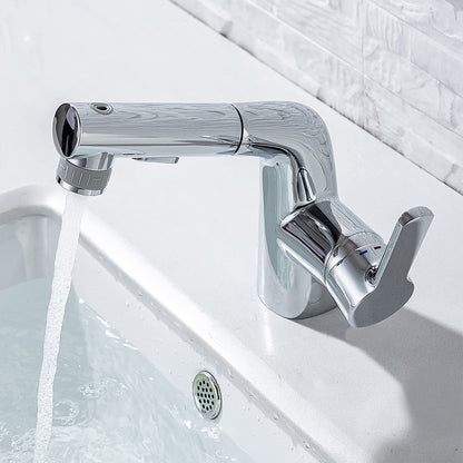 Modern Pull-Out Bathroom Sink Faucet, Single-Handle Swivel Spout Faucet, Brushed Gold / Chrome / Matte Black / Gunmetal
