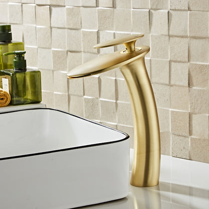 Modern Waterfall Vessel Bathroom Faucet, Single-Hole Single-Handle Faucet
