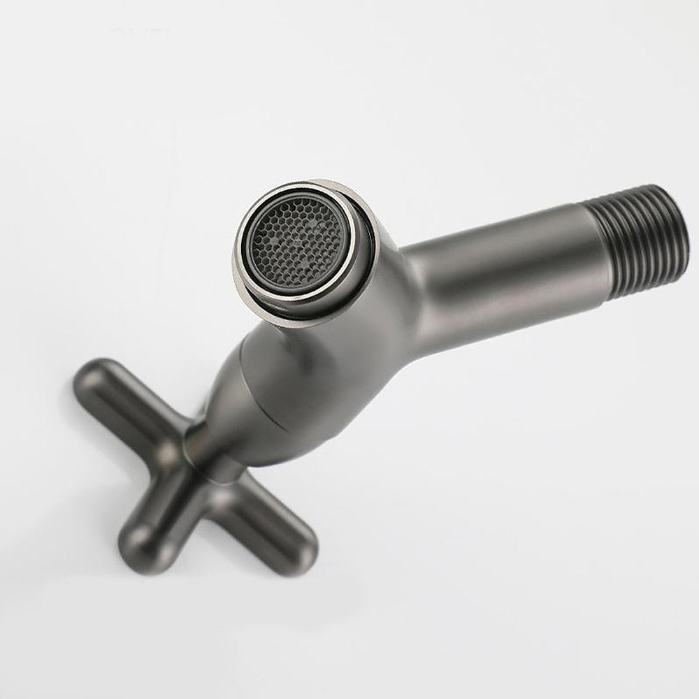 Modern Wall-Mount Bathroom Faucet, Single-Cold Brass Basin Faucet, Gunmetal / Chrome / Matte White