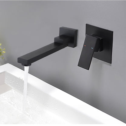 Matte Black Wall-Mount Swivel Spout Bathroom Faucet, Single-Handle 2-Hole Sink Faucet