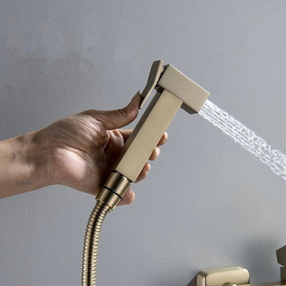 Wall-Mount Self-Cleaning Bidet Faucet, Single-Handle Two-Hole Faucet with Handheld Sprayer, Brushed Gold / Chrome / Gunmetal / Matte Black / Rose Gold
