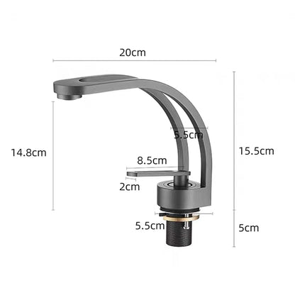 Modern Single-Hole Bathroom Faucet, Single-Handle High Arc Faucet, Matte Black / Chrome / Brushed Gold / Matte White / Gunmetal / Two-Tone