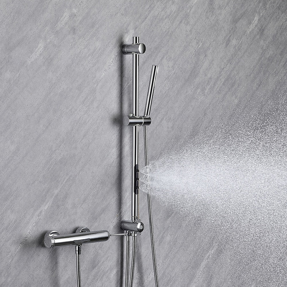 Integrated Body Jet Massage Shower Slide Bar, Chrome Contemporary Wall-Mount Slide Bar