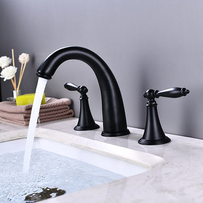 Modern High Arc Bathroom Sink Faucet, Widespread Dual-Handle Faucet, Matte Black / Matte White / Gunmetal / Chrome